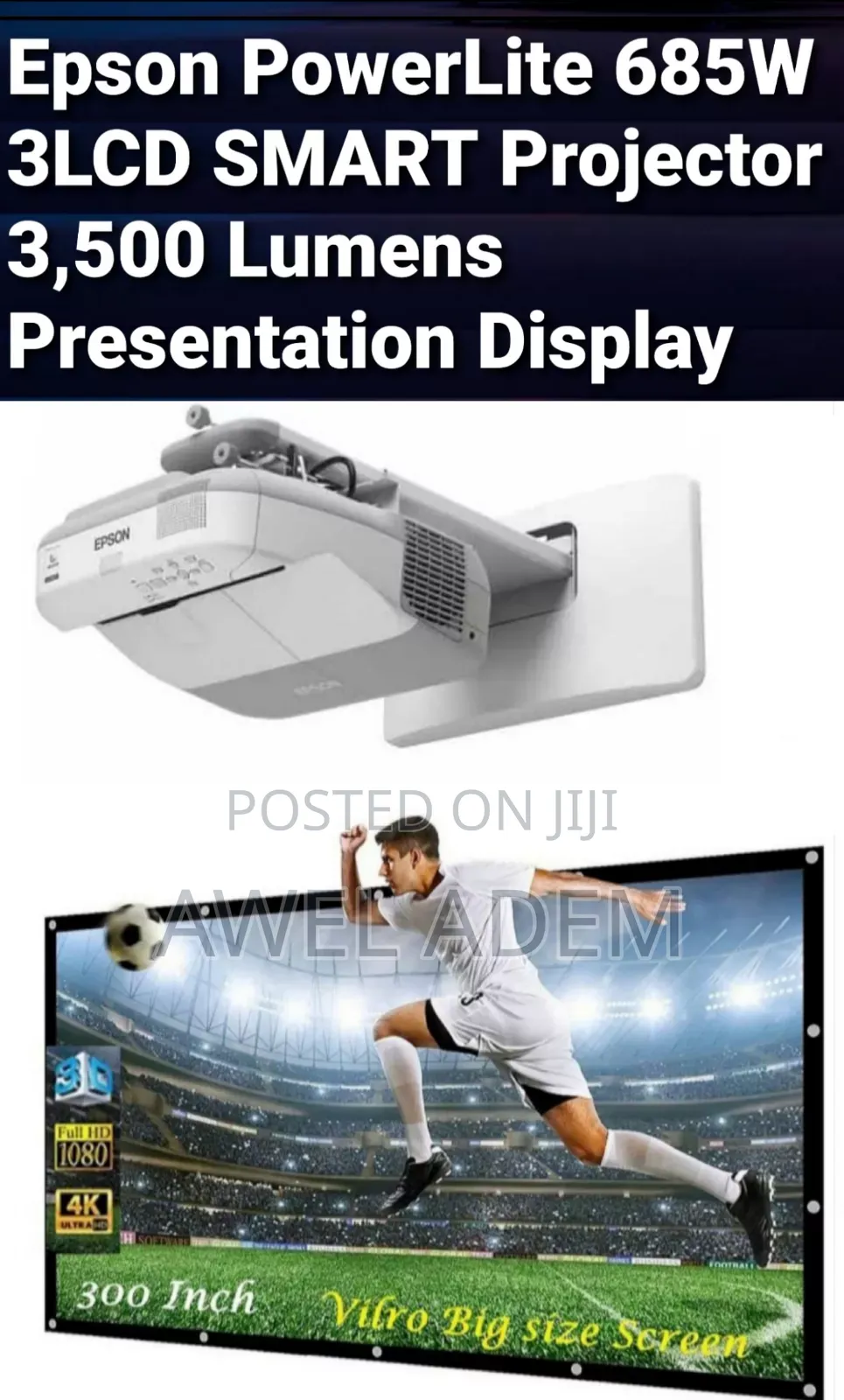 Epson Powerlite 685w Wxga 3lcd Smart Projector 3,500 Lumens