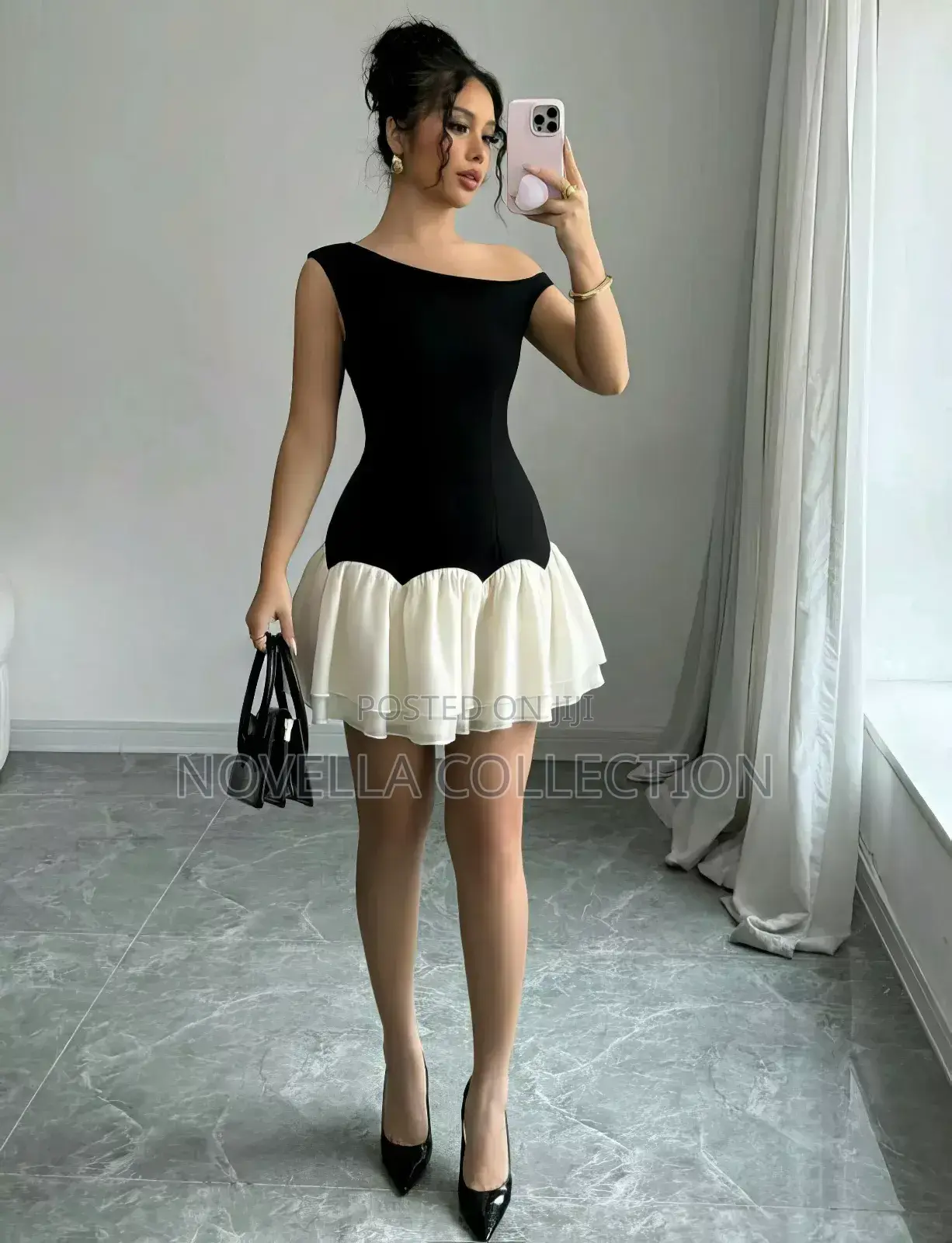 Beautiful Balck and White Dress (Available on Hand)