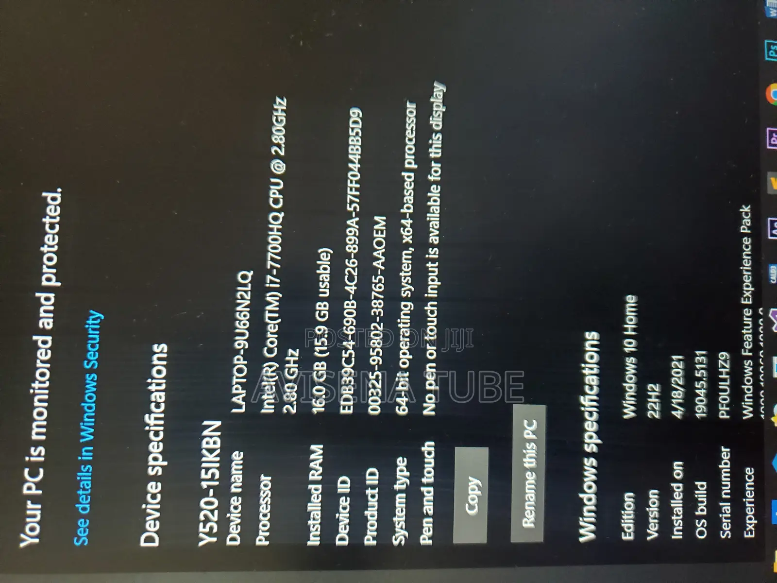 Laptop Lenovo Legion Y520 16GB Intel Core I7 HDD+SSD 1T