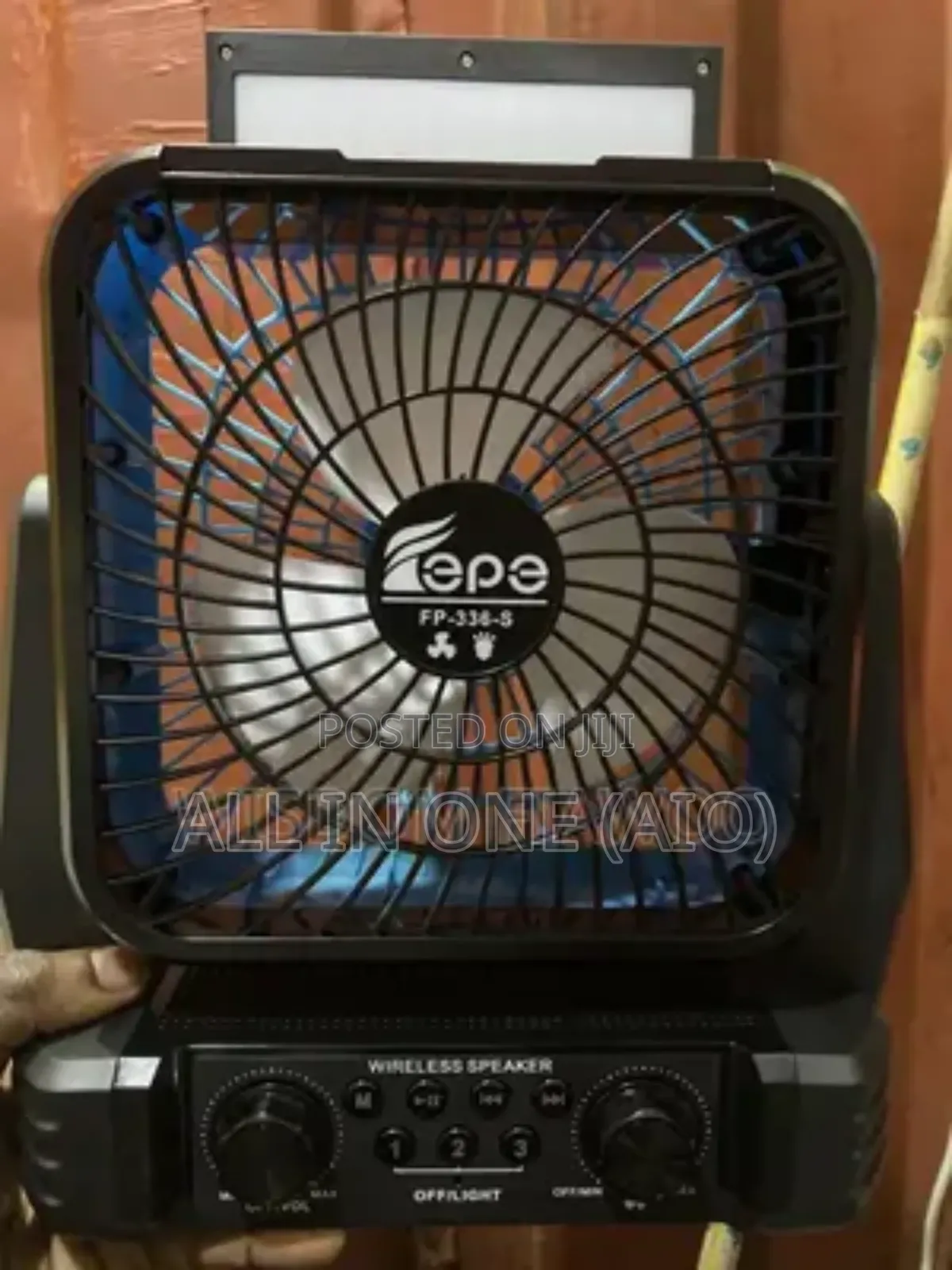 Solar-Charged Wireless Speaker With an 8-Inch Fan