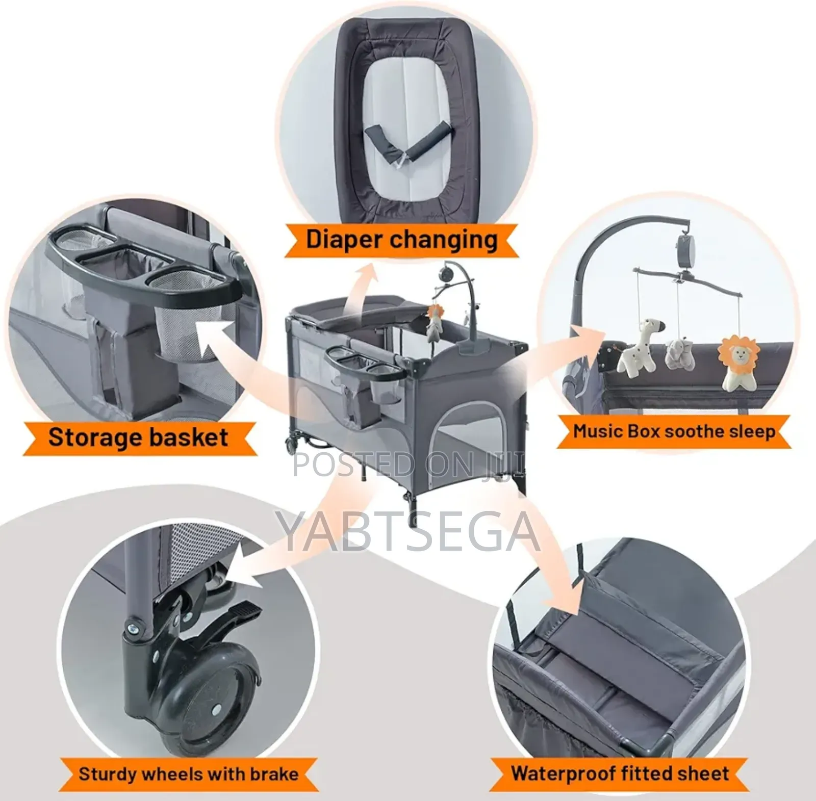 5in1 Deluxe Baby Bedside Crib የህፃናት አልጋ