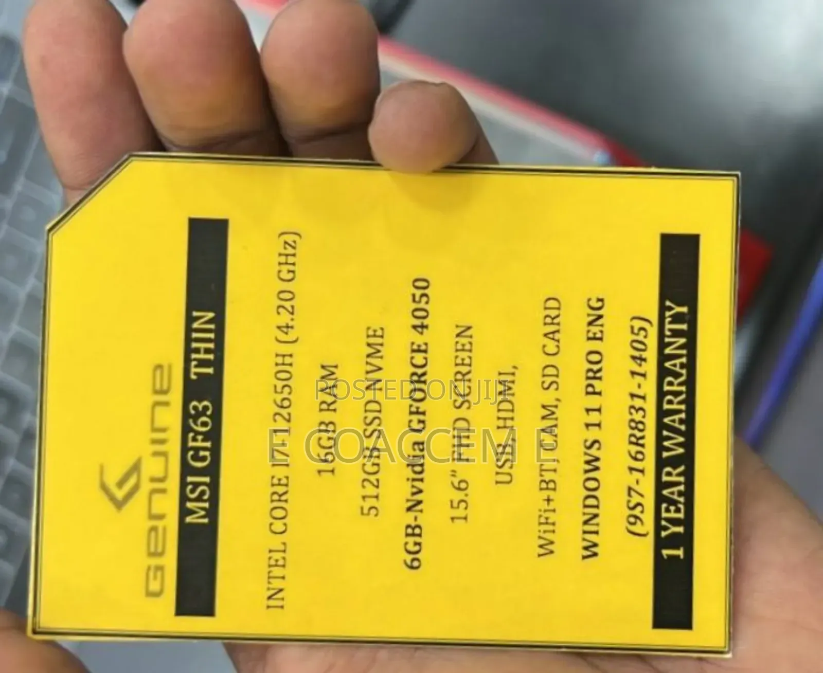 New Laptop MSI GF63 16GB Intel Core I7 SSD 1T
