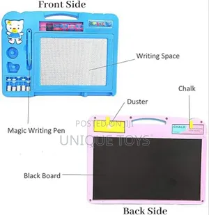2-in-1 Double Sided Slate Board, Whiteboard Blackboard