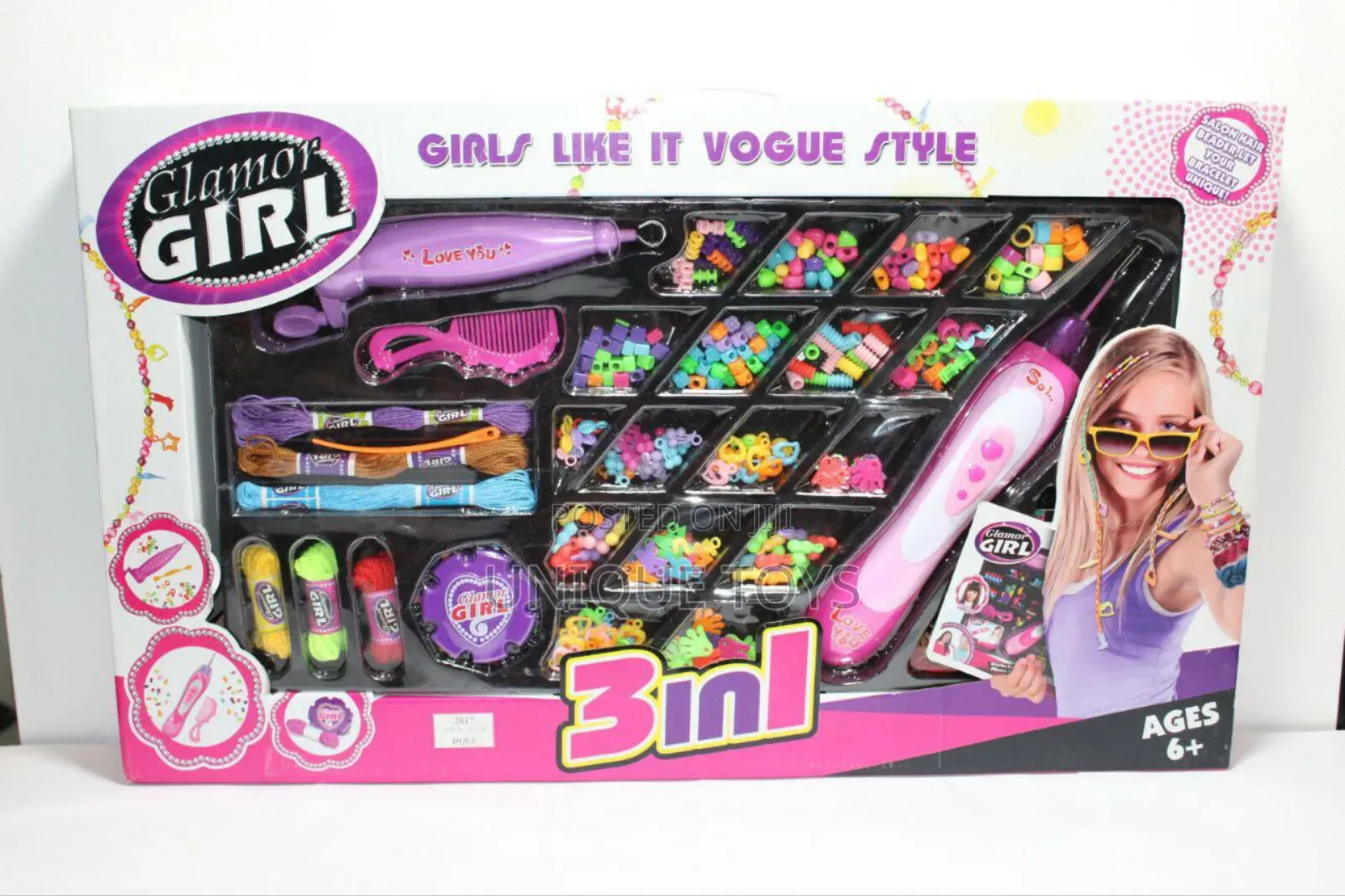 3-in-1 Glamor Hair Chain Bracelet Girl's Own Creation Set