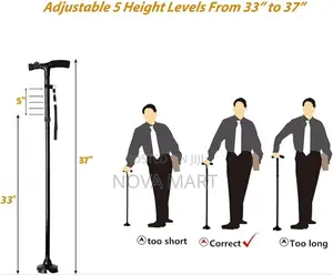 Adjustable Anti-Slip Walking Stick With Led Light