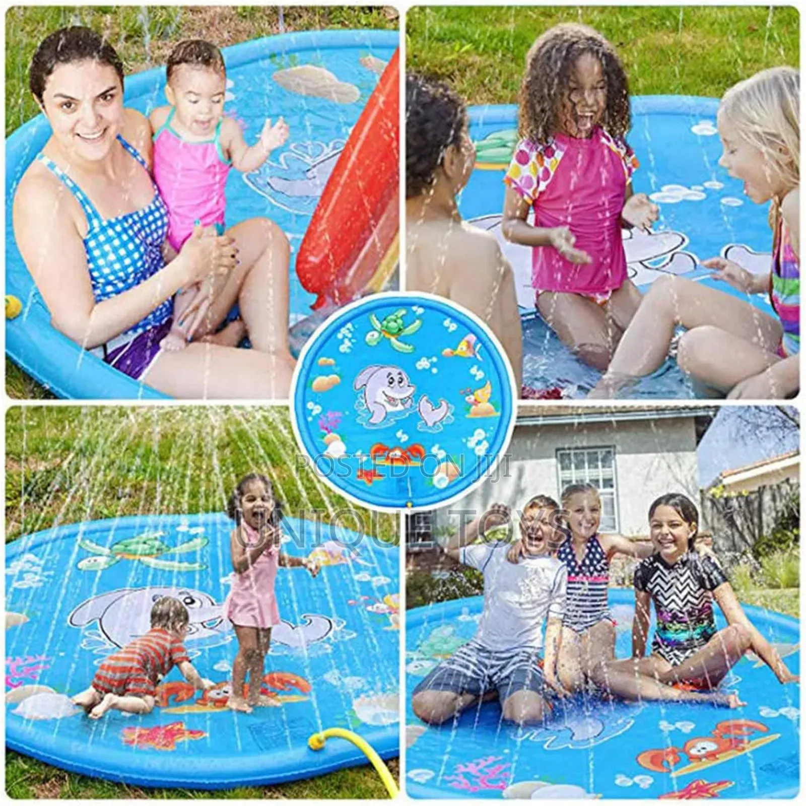 Children's Fountain Sprinkler Splash Play Mat, 143cm