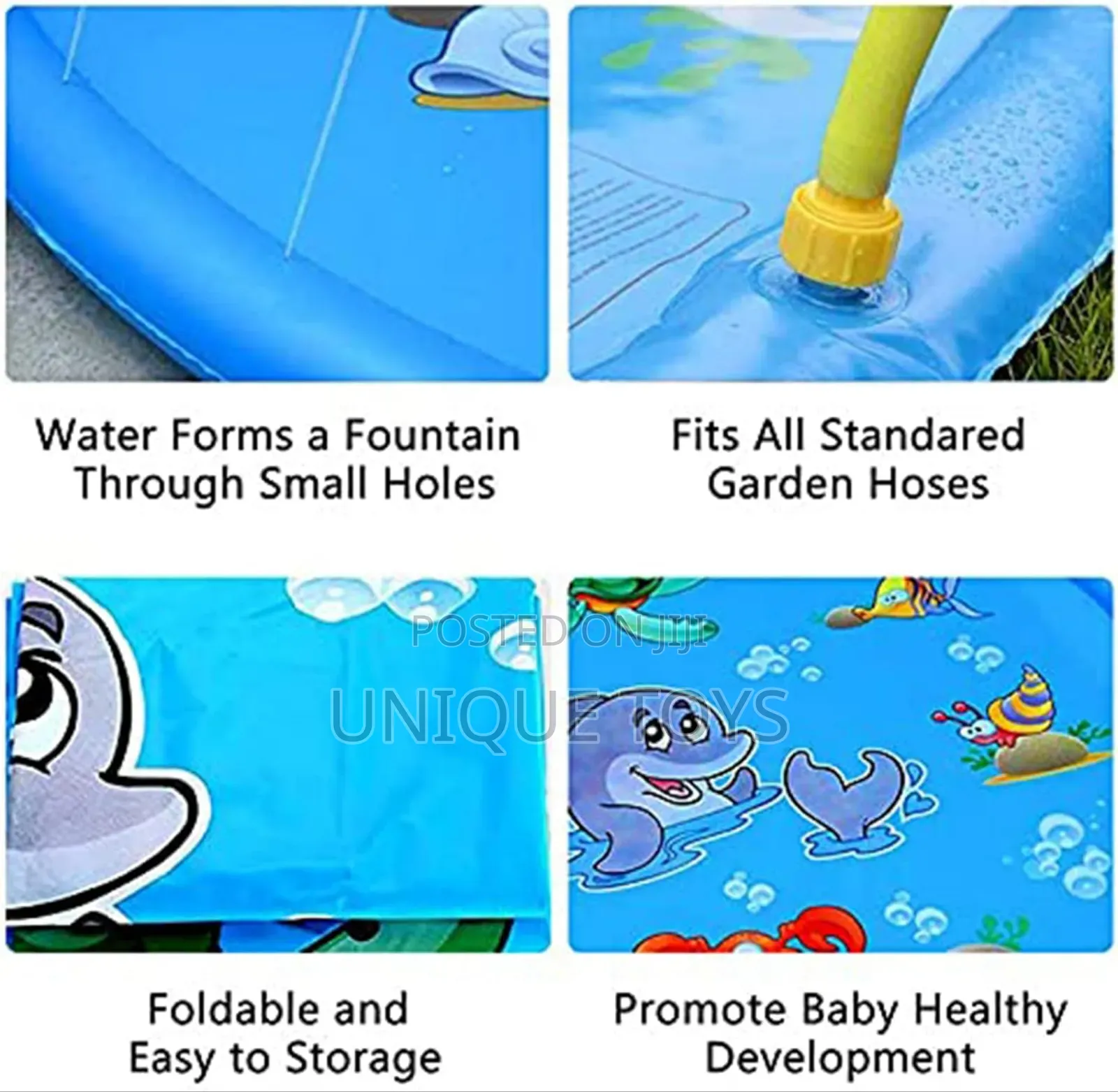 Children's Fountain Sprinkler Splash Play Mat, 143cm