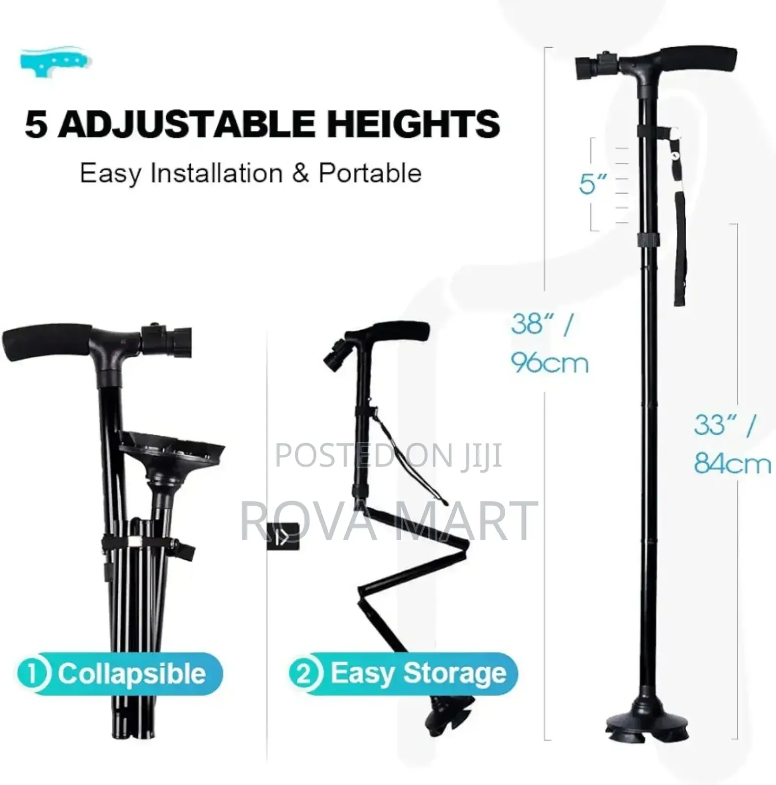 ሊታጠፍ የሚችል የእግረኛ አገዳ ከ Led ብርሃን ጋር