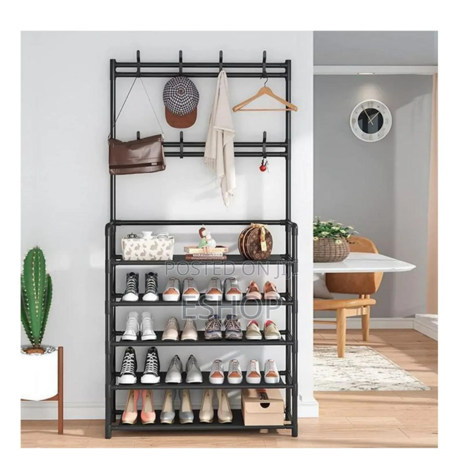 5-Tier Spacesaving Floor Clothes Rack With Double Hok Design