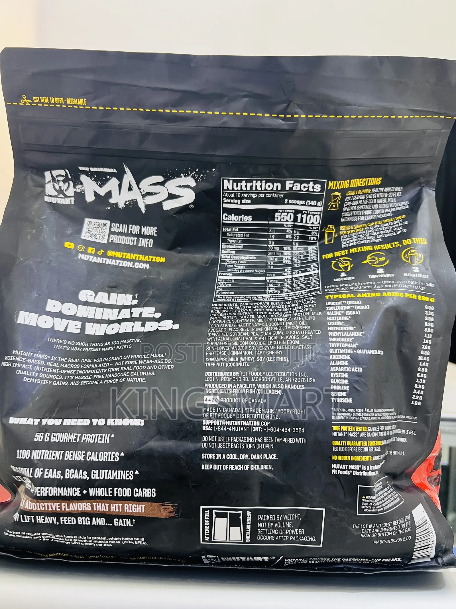 Mutant Mass Gainer 2.27 Kg and 16 High Quality Serving