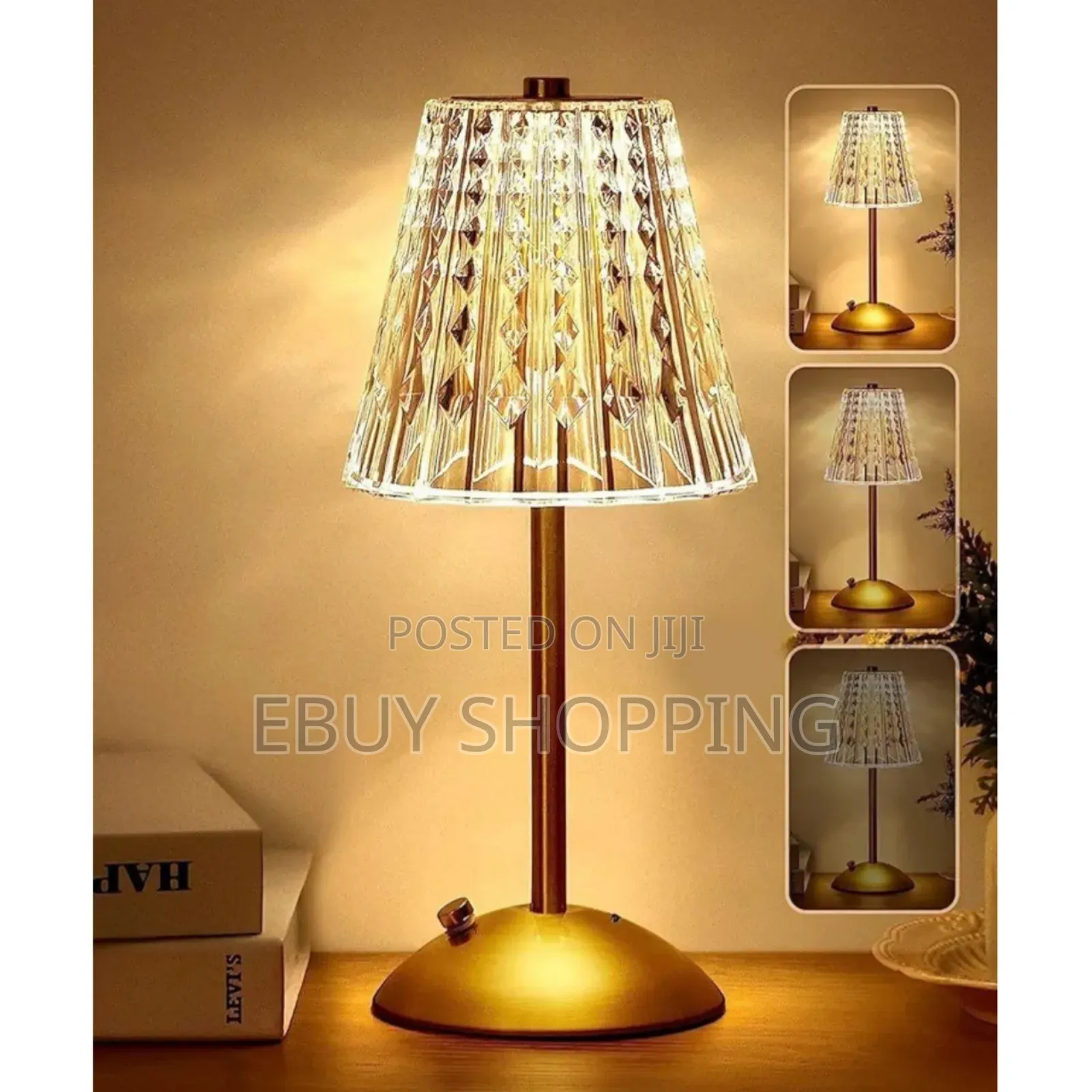 Elegant Crystal Table Lamp – 3 Light Modes Rechargeable