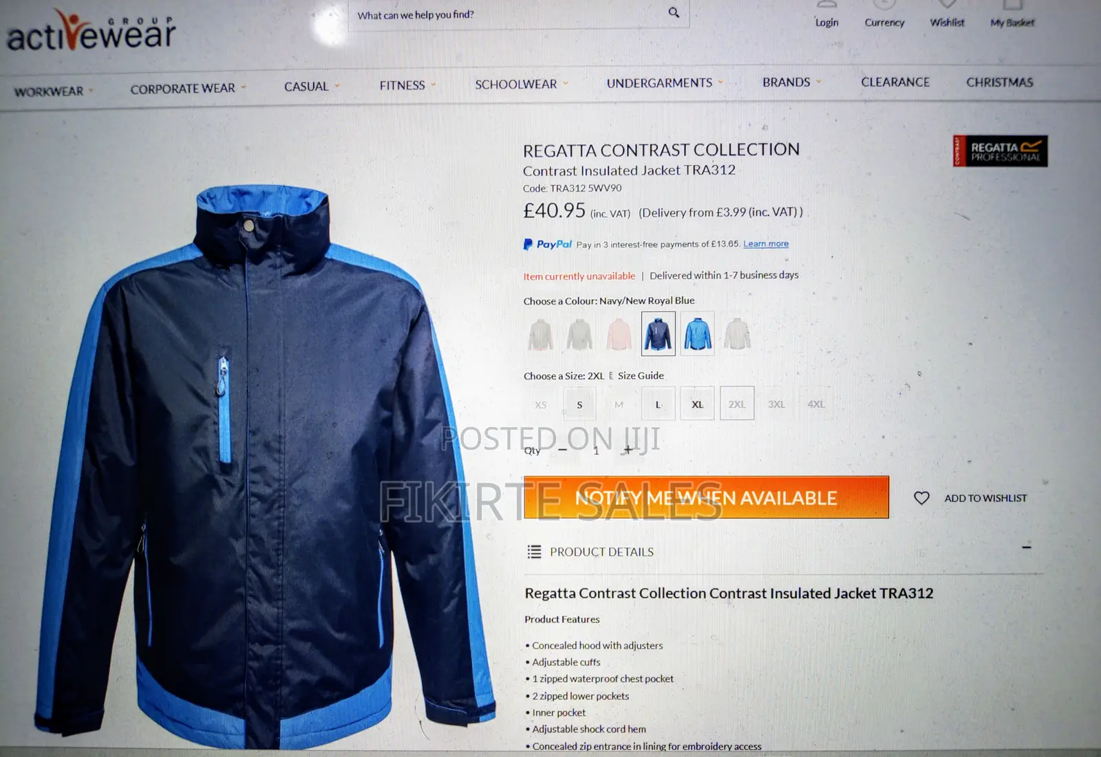 Men's Water Windproof (Isotex) Jacket - Navy Blue - XXL