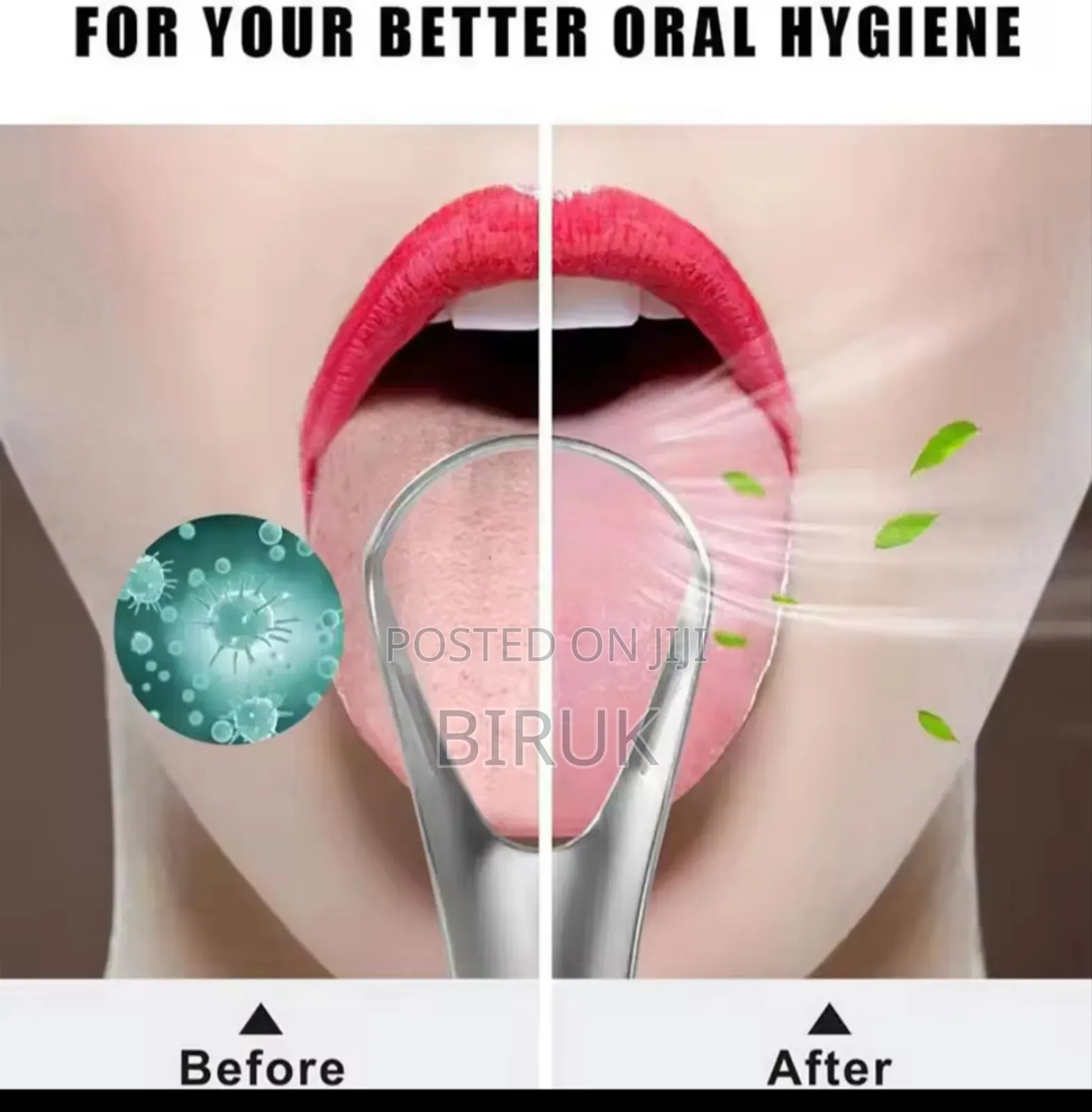 Stainless Steel ምላስ ማፅጃ (Tongue Scrapper)