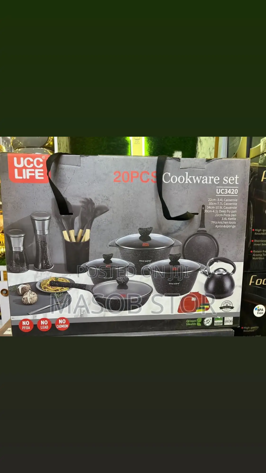 Ucc Life 20pcs Granite Cookware Set / የማብሰያ እቃዎች