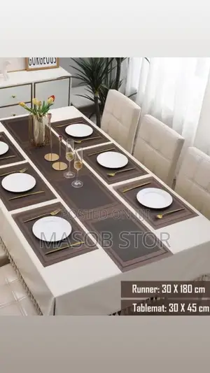 7pieces Tablemats With Table Runner /የመመገቢያ ጠረጴዛ ምንጣፍ