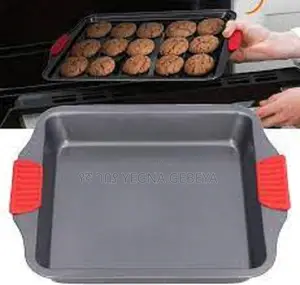 Large Baking Tray With Red Silicone Handles