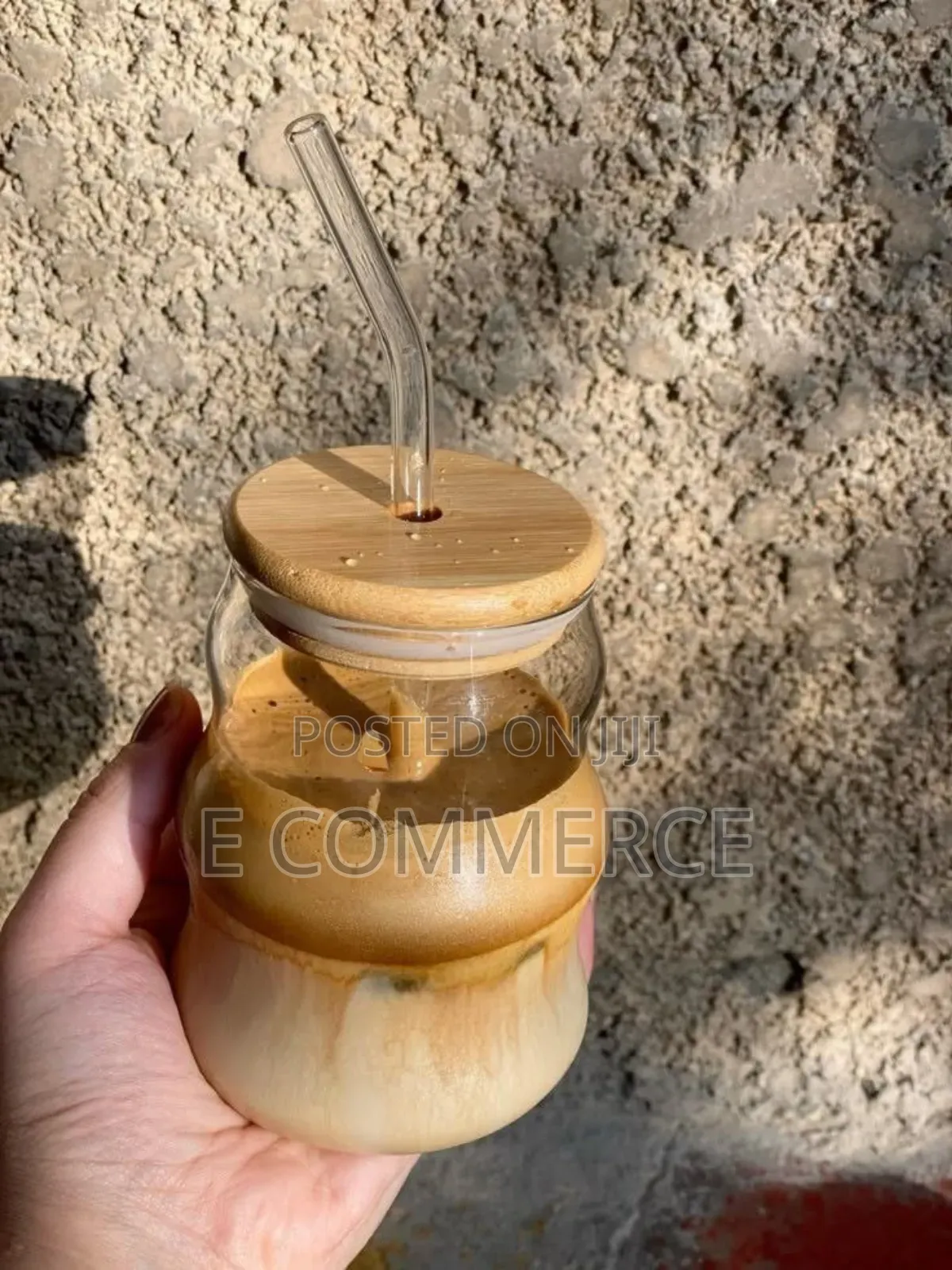 Glass Drinking Mug With Straw