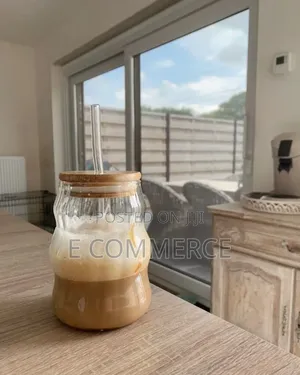 Glass Drinking Mug With Straw