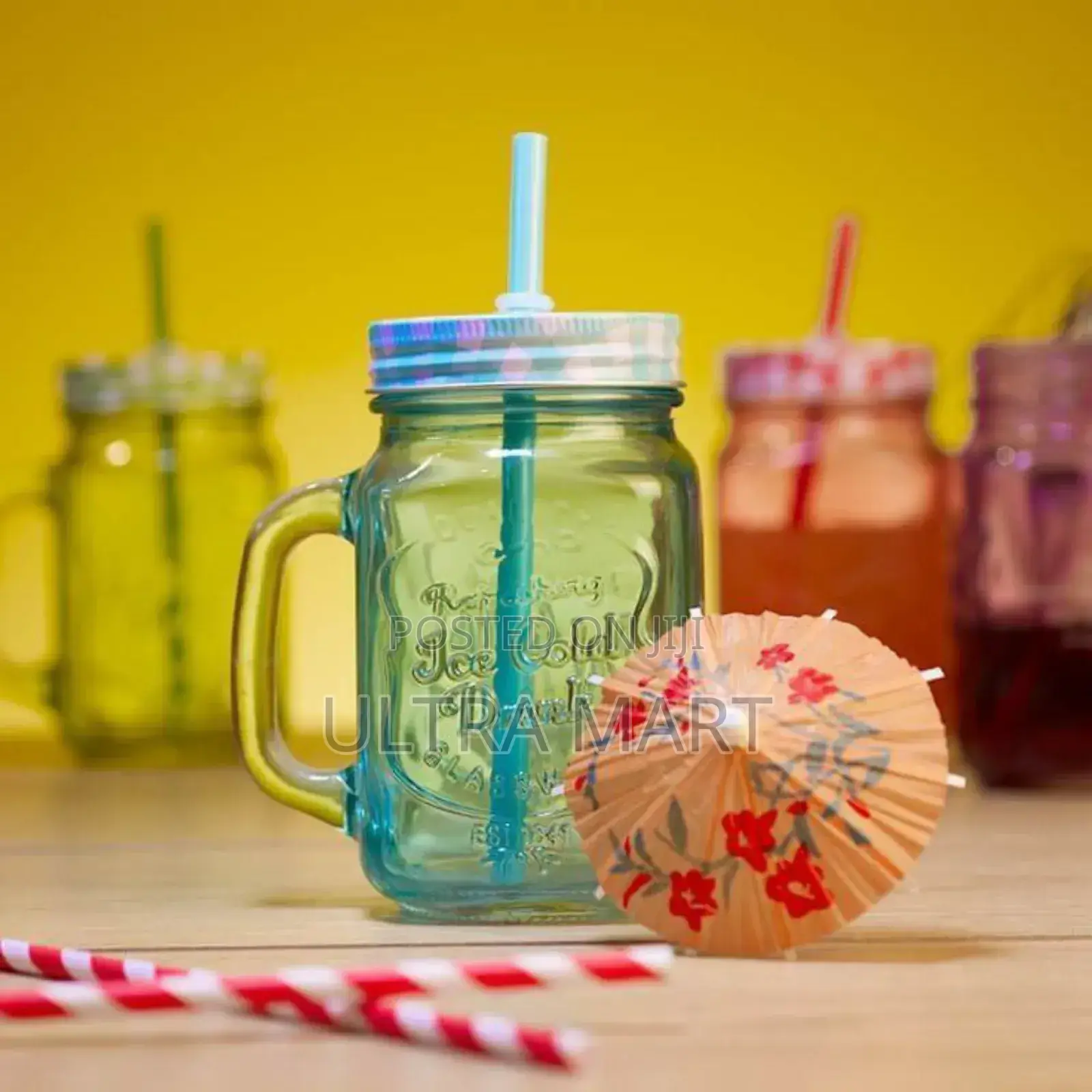 Glass Drinking Jar With Straw