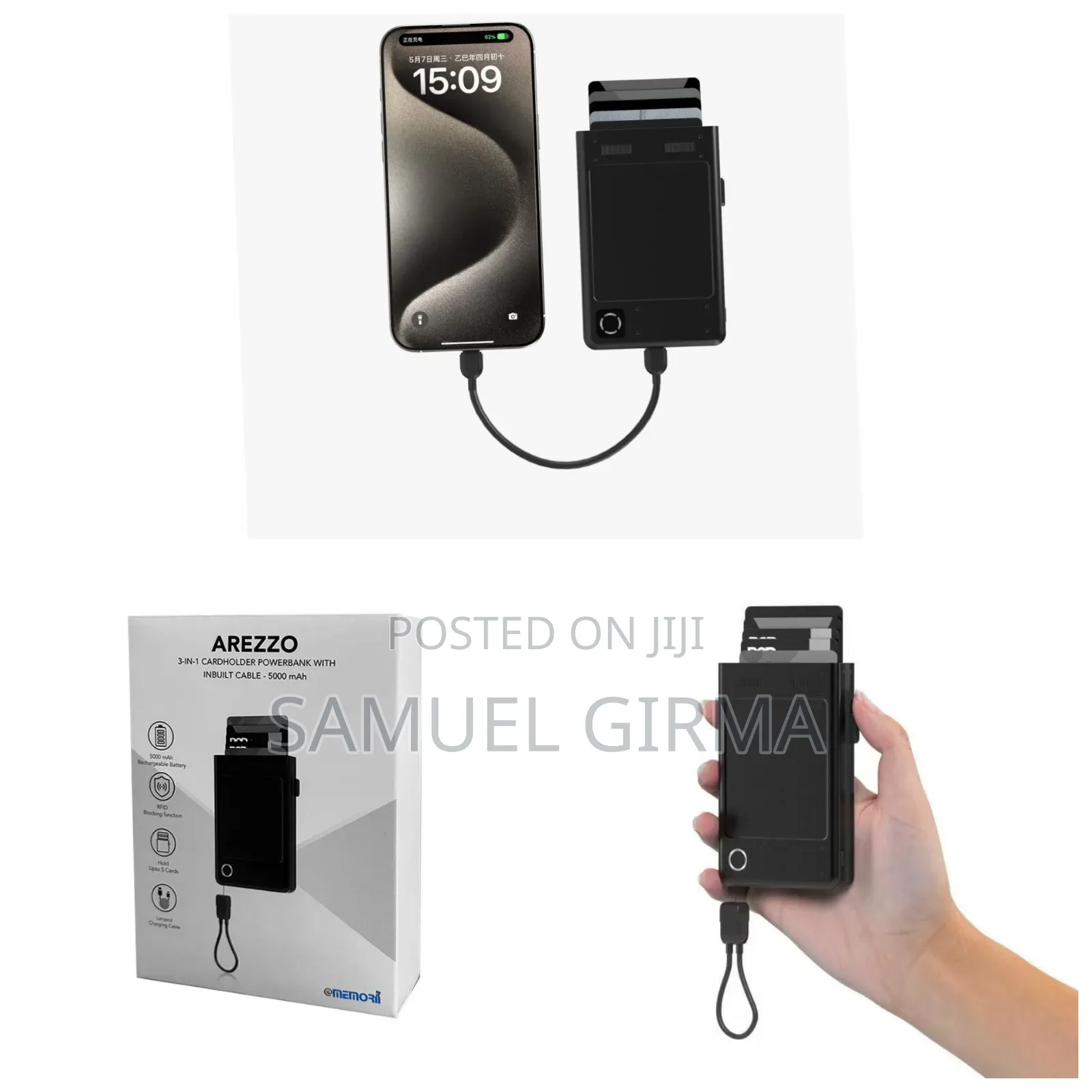 3-in-1 Smart Card Holder Powerbank