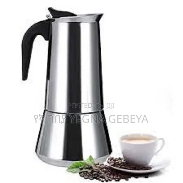 Stainless Steel Moka Pot – 6 Cup Stovetop Espresso Maker