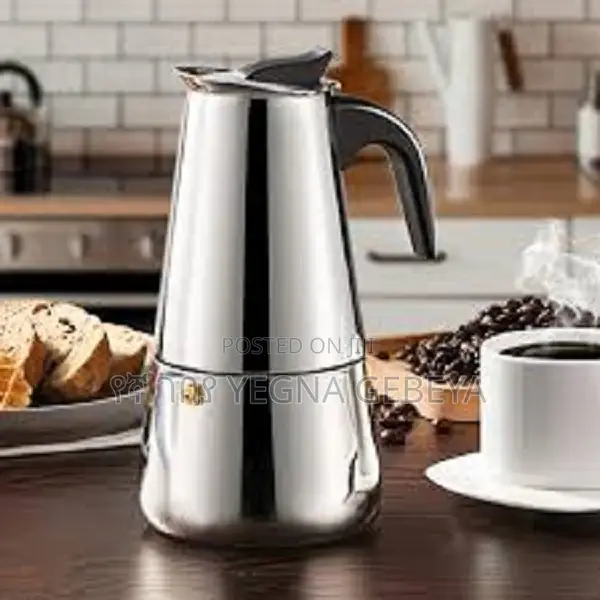 Stainless Steel Moka Pot – 6 Cup Stovetop Espresso Maker