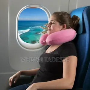 Photo - Inflatable Travel Neck Pillow Velvet Texture የአንገት ትራስ ከፋይ