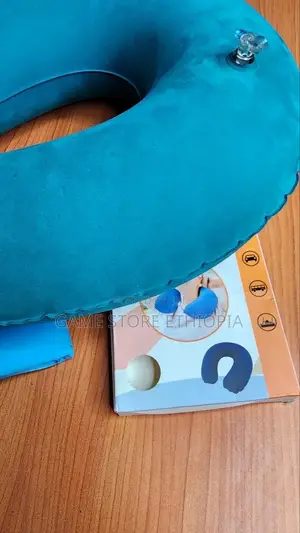 Inflatable Travel Neck Pillow Velvet Texture