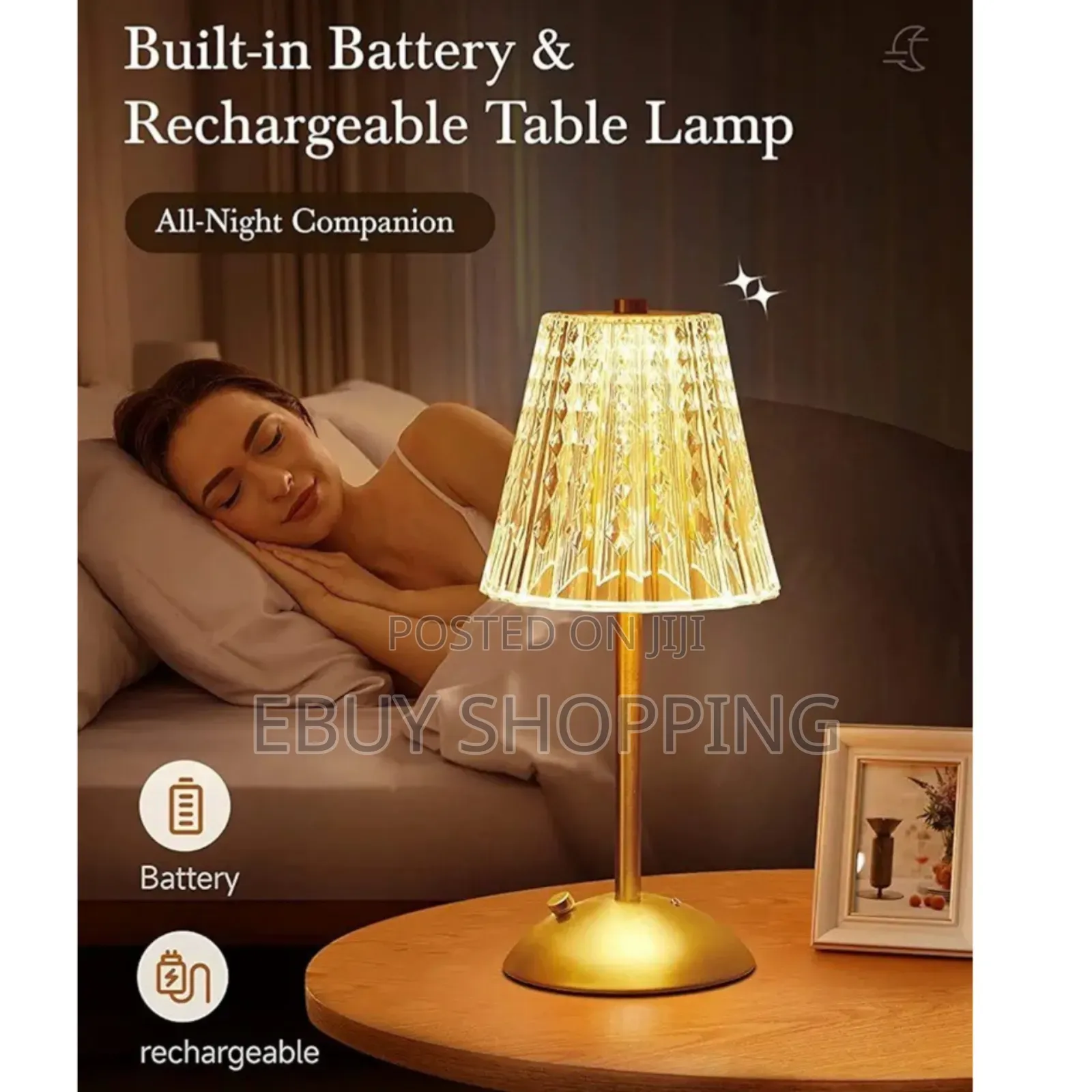 **Glamorous Crystal Nightstand Light – 3 Color Options