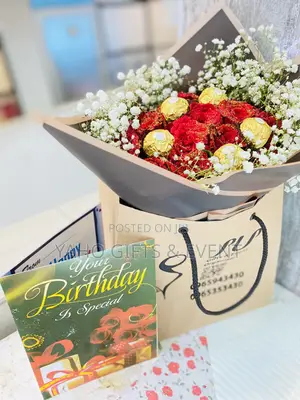 Photo - Flower And Ferrero Chocolate Gift Package