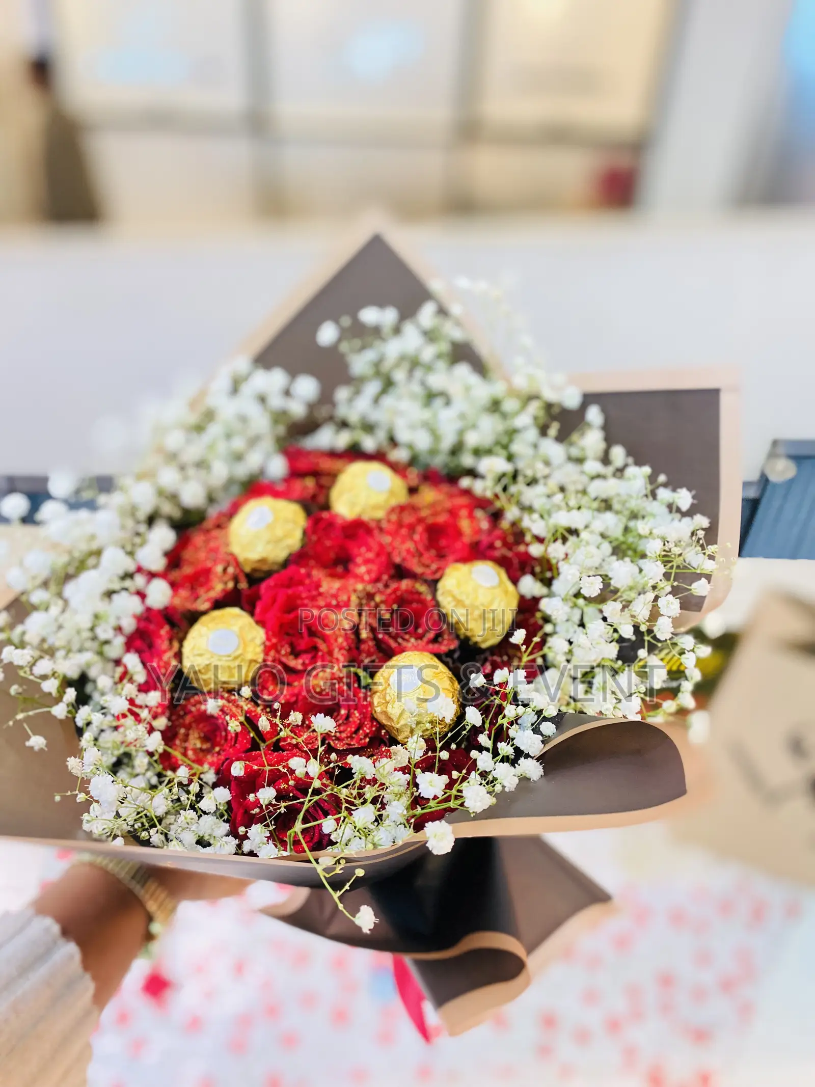 Flower And Ferrero Chocolate Gift Package