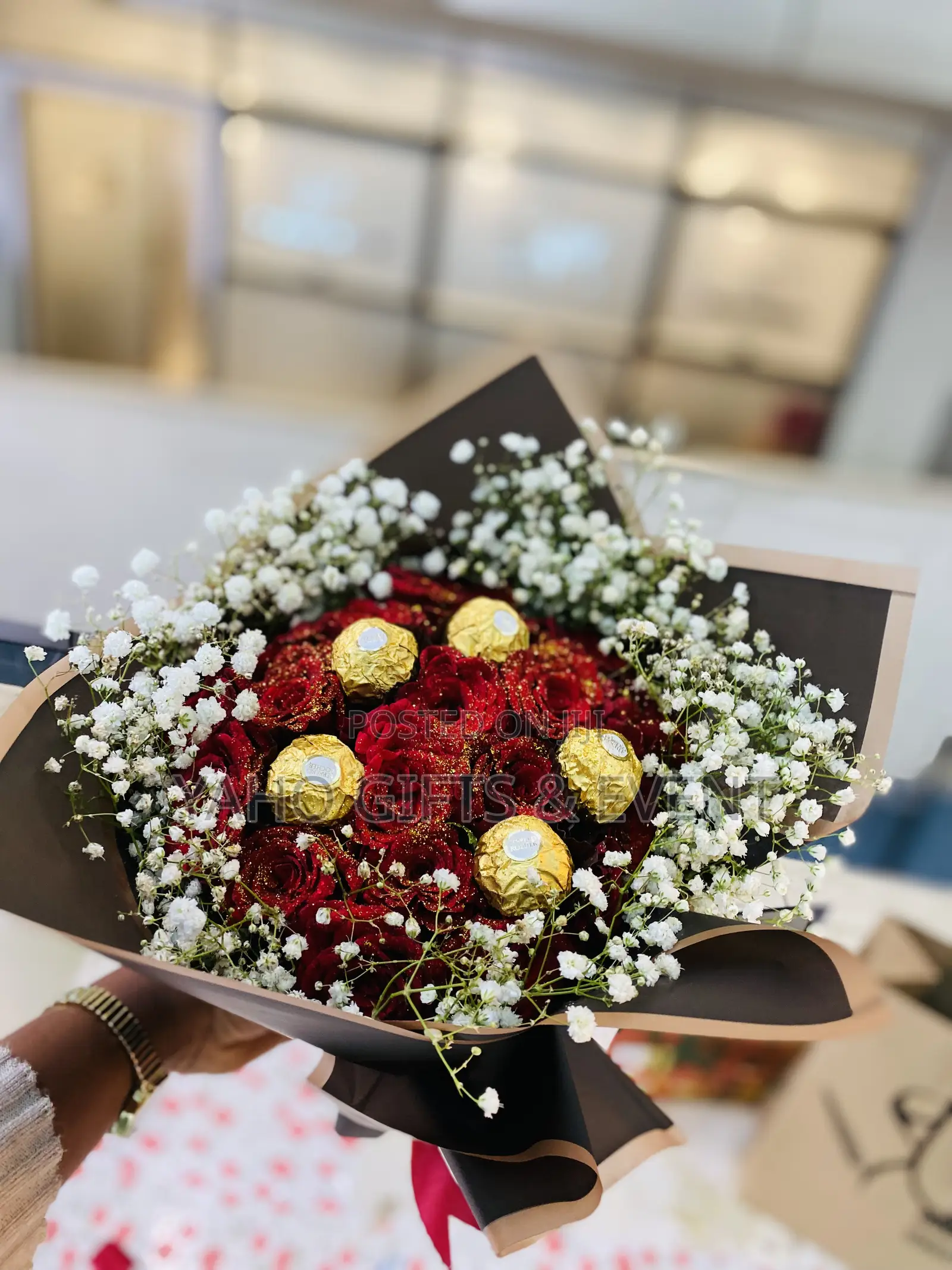 Flower And Ferrero Chocolate Gift Package