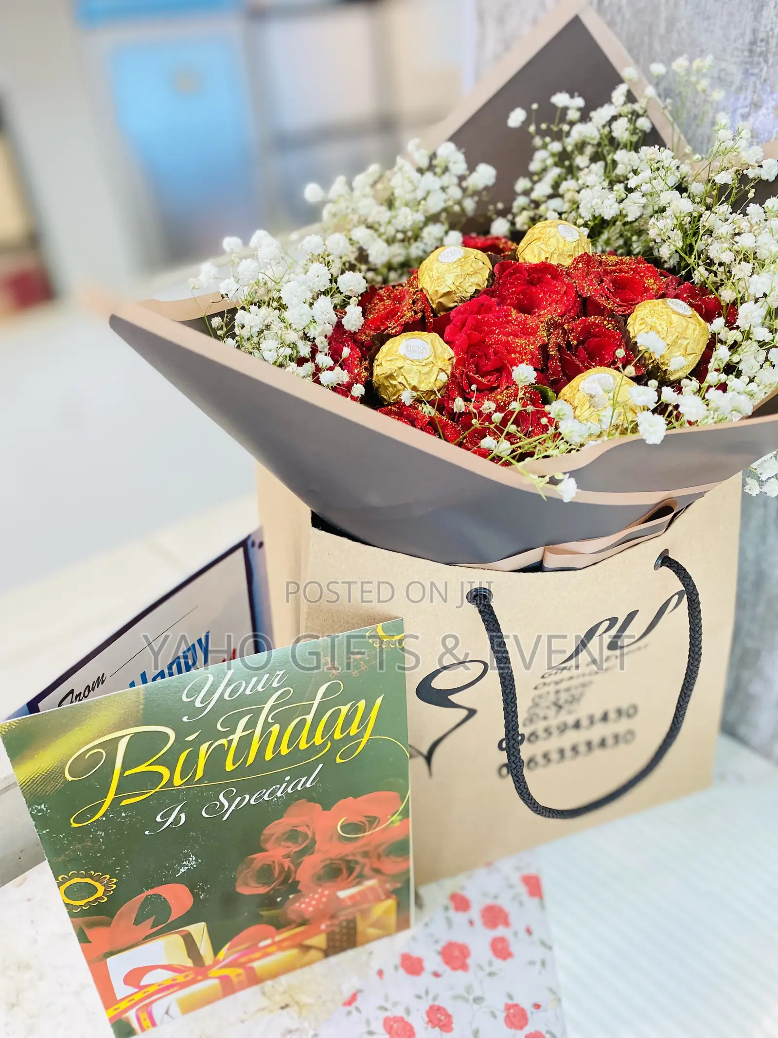 Flower And Ferrero Chocolate Gift Package