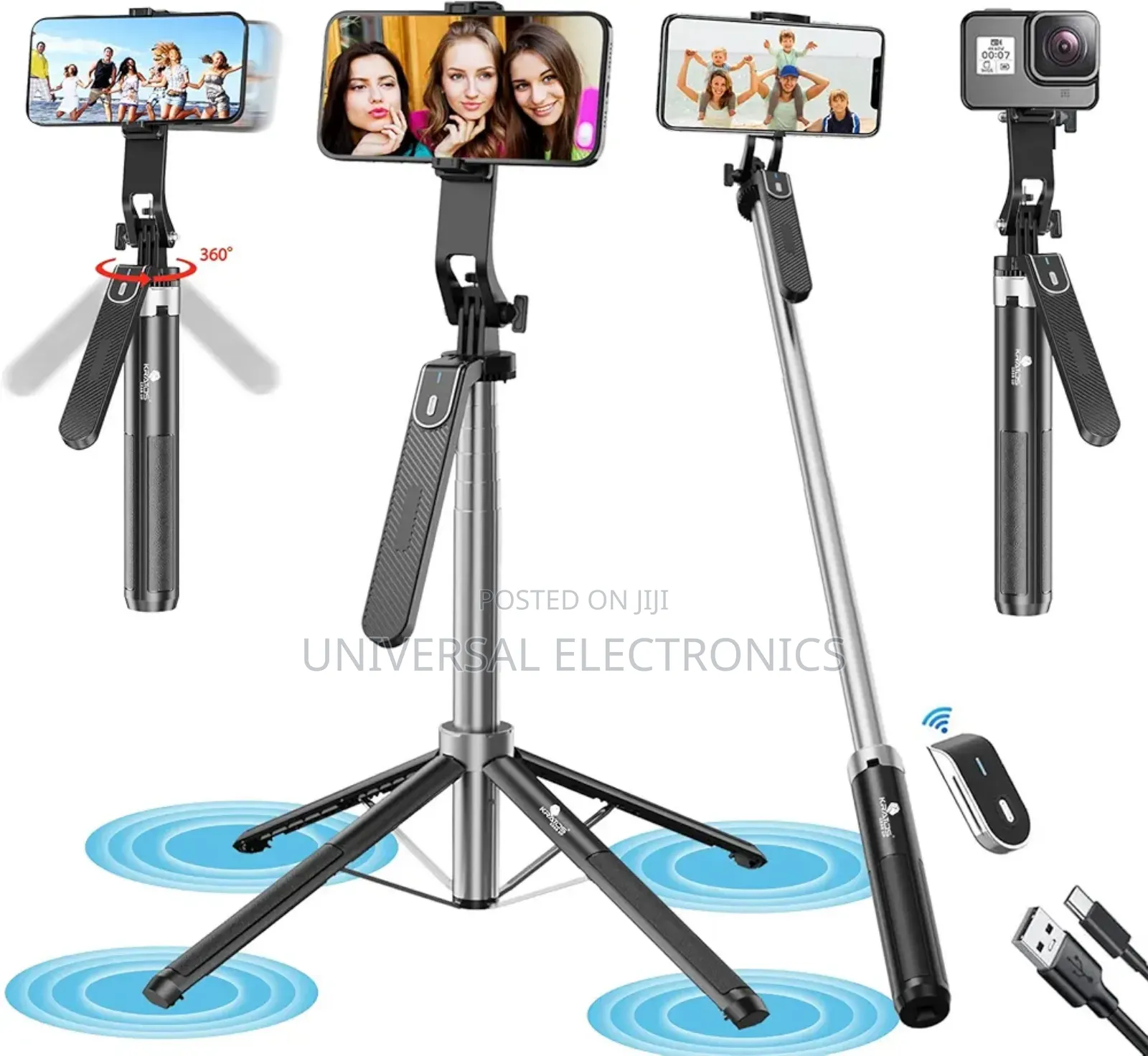 High-Reach Bluetooth Selfie Stick Tripod –Foldable Design