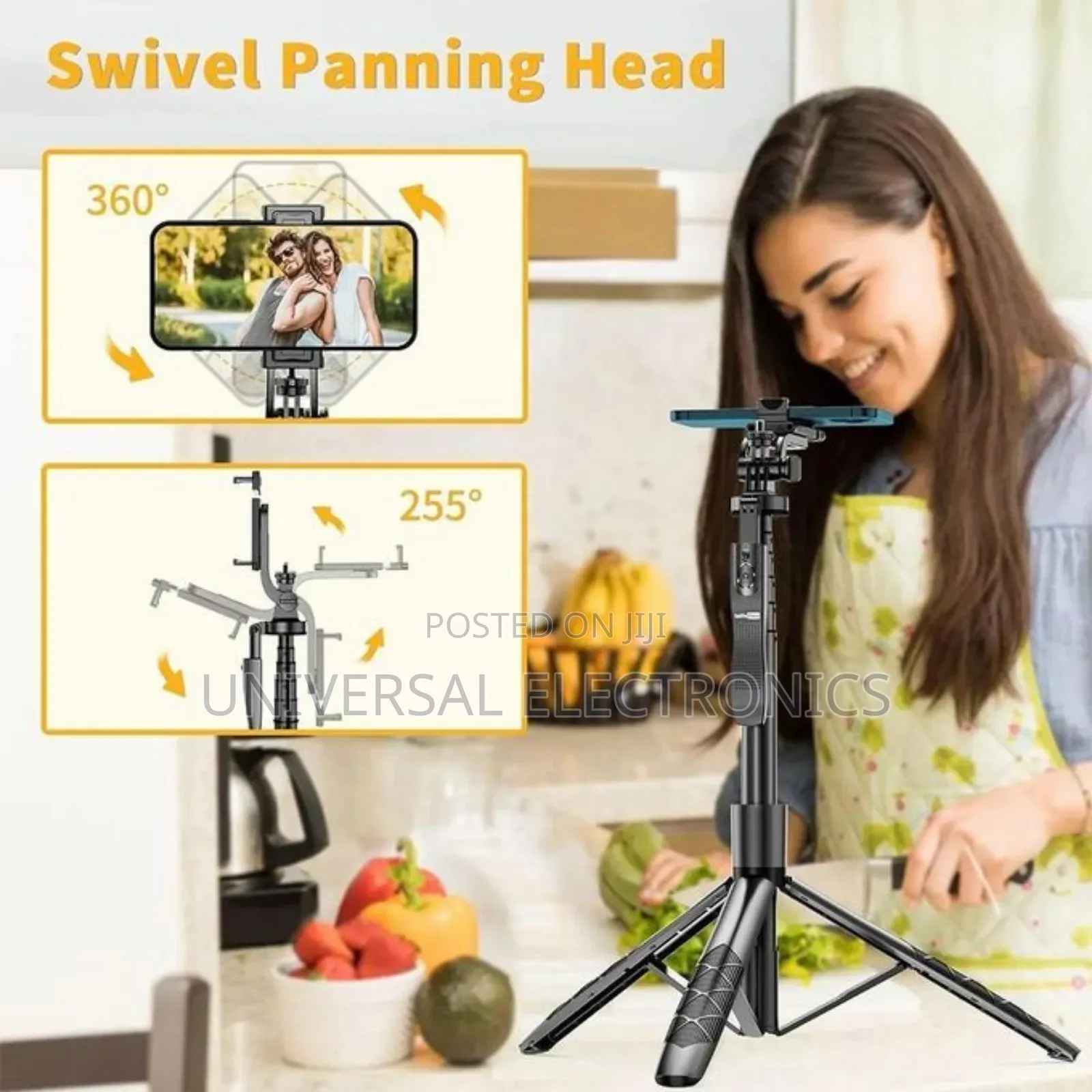 High-Reach Bluetooth Selfie Stick Tripod –Foldable Design
