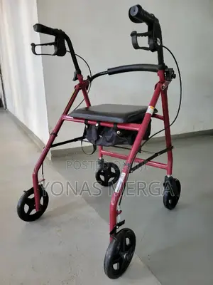 Photo - Walking Frameب丄4 Wheel Rollator Walker Aid Tray Seat Basket