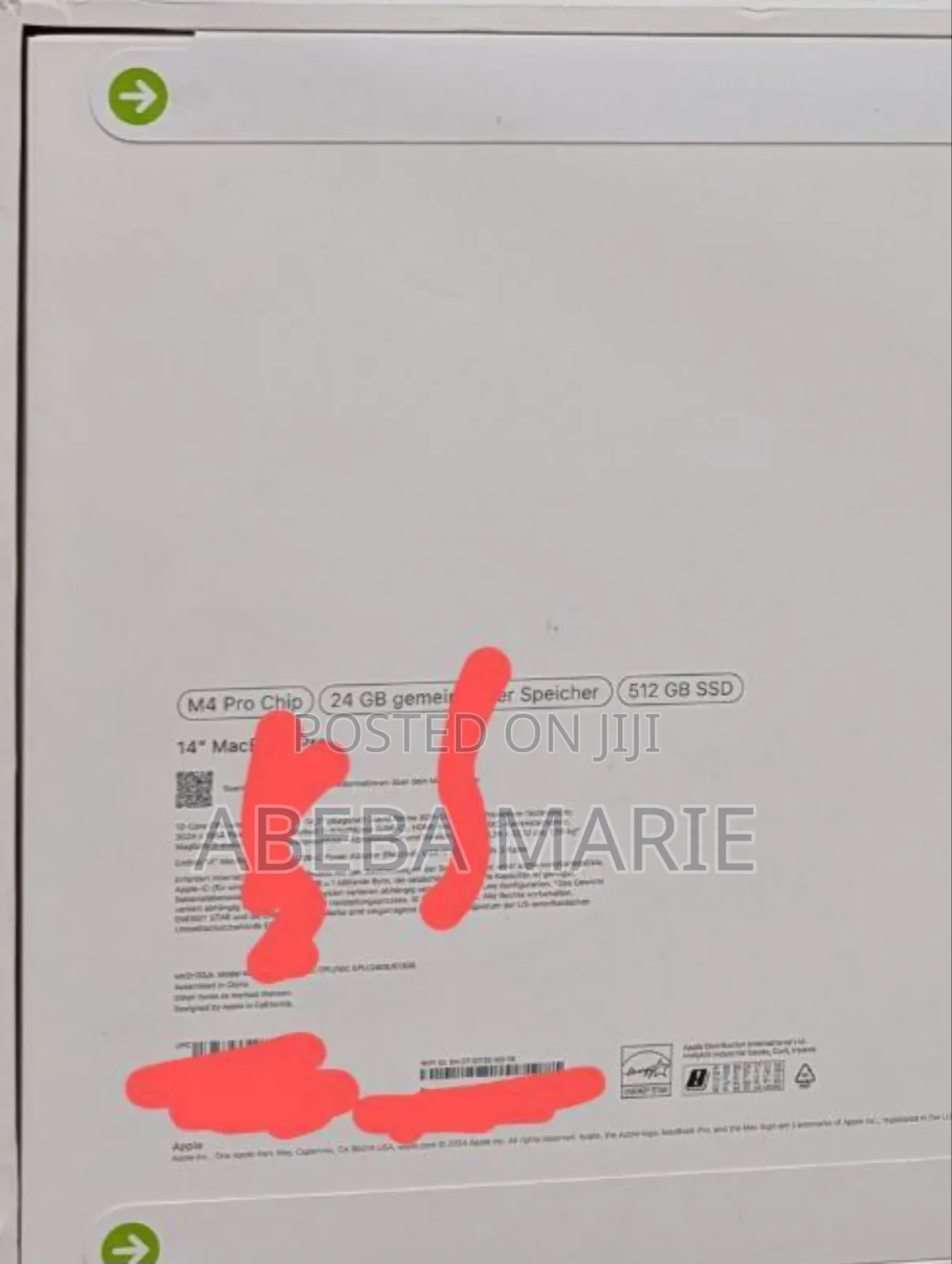 New Apple MacBook Pro 2024 M4 Pro 14-Inch 24GB Apple M4 SSD 512GB