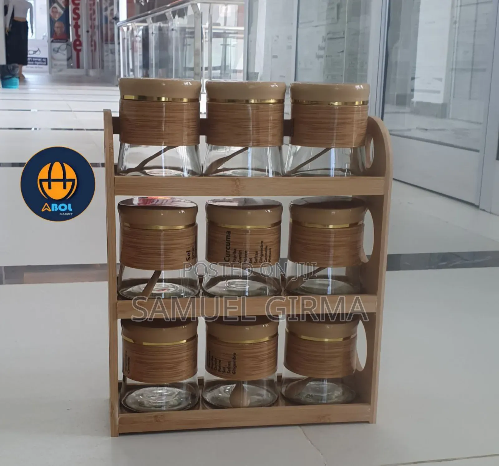 9pcs Glass Storage Jar Set 9 በ 1 የሆነ የቅመማቅመም ማስቀመጫ