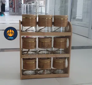 9pcs Glass Storage Jar Set 9 በ 1 የሆነ የቅመማቅመም ማስቀመጫ