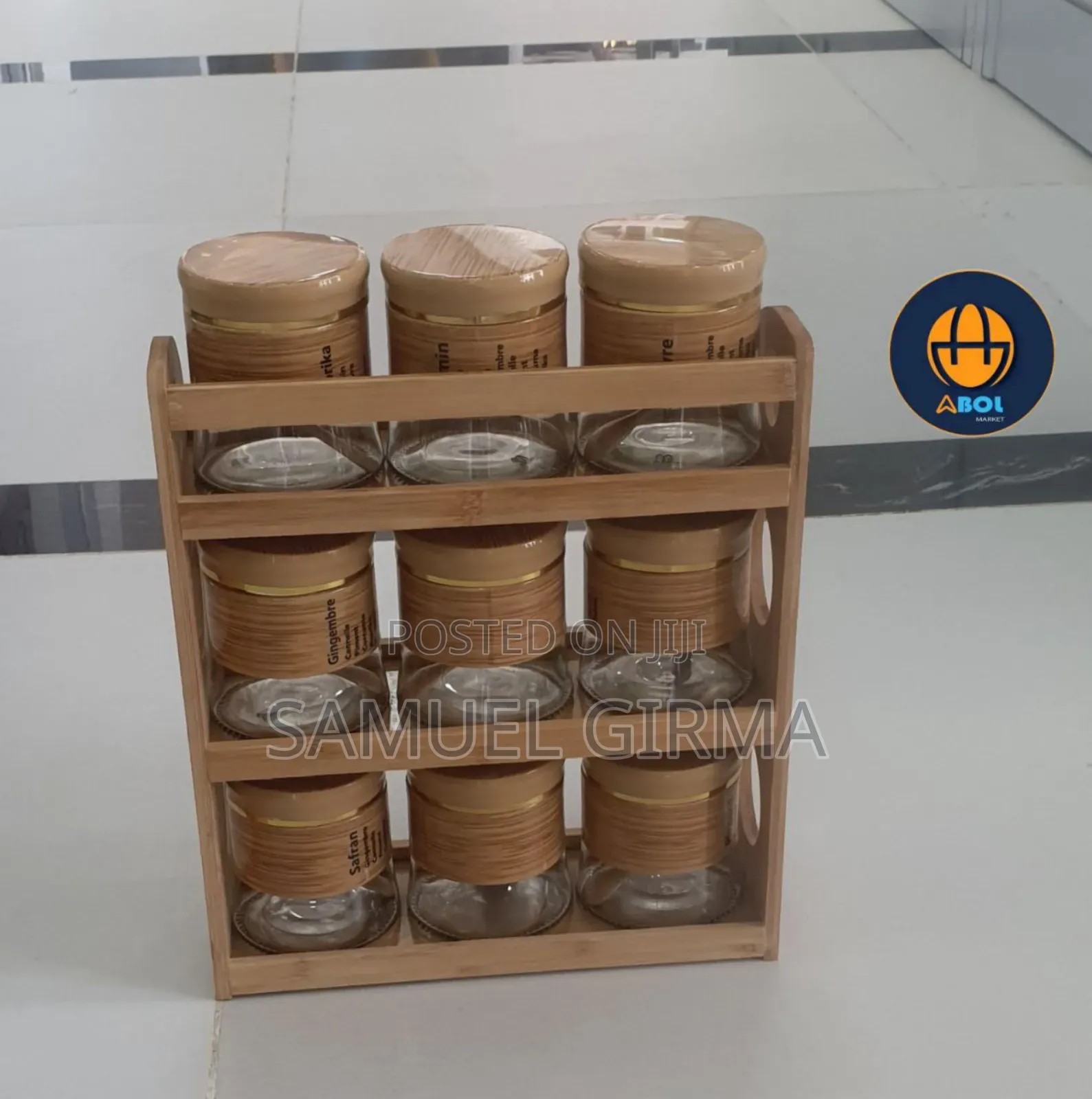 9pcs Glass Storage Jar Set 9 በ 1 የሆነ የቅመማቅመም ማስቀመጫ