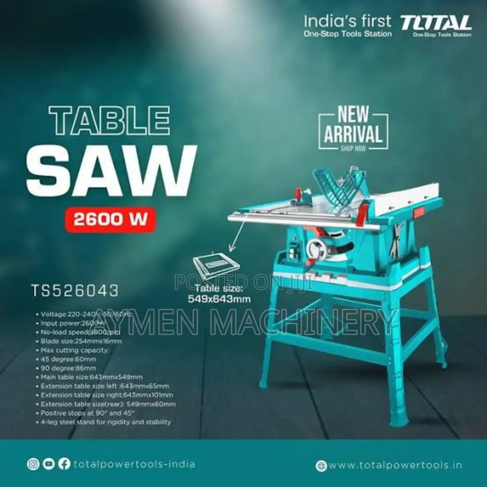 Total Tablesaw 2600watt 254mm