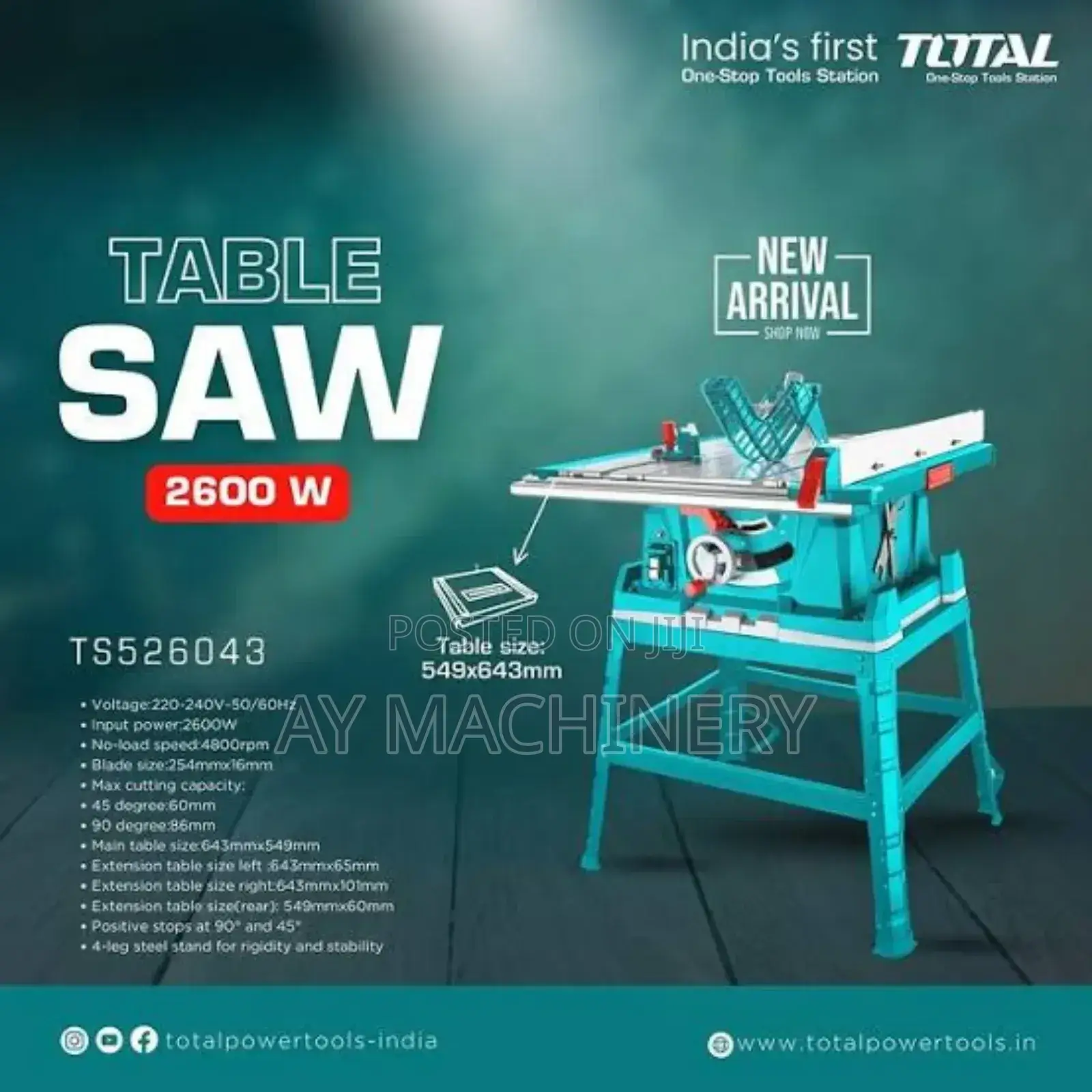 Total Tablesaw 2600watt 254mm