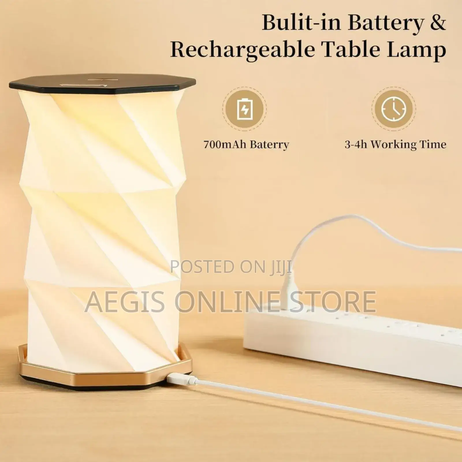Wood Twist Hexagon Led Desk Lamp