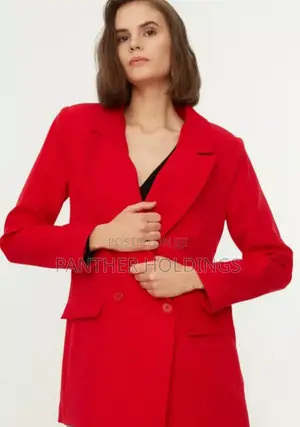 Photo - Elizeh Red Blazer Double Breasted W Shoulder Pads Pantsuit
