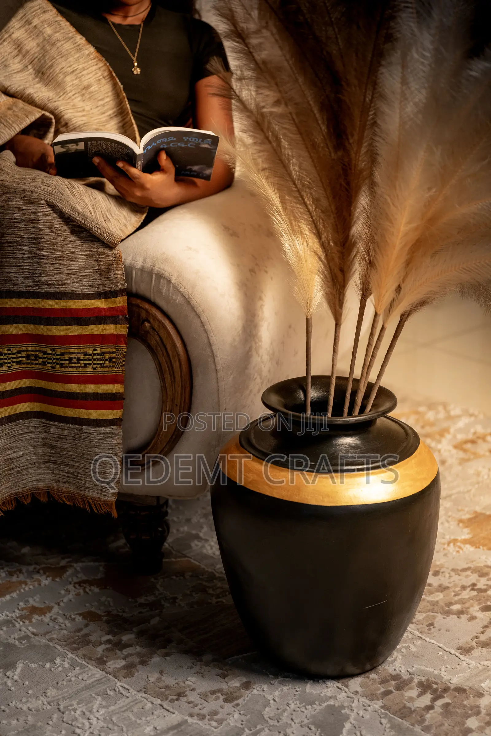 Hand Made Clay Vase-Acrylic Paint