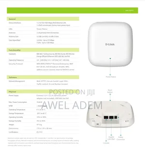 D-Link Poe Access Point Wifi 6 Ax1800 Wave 2 Dual Band