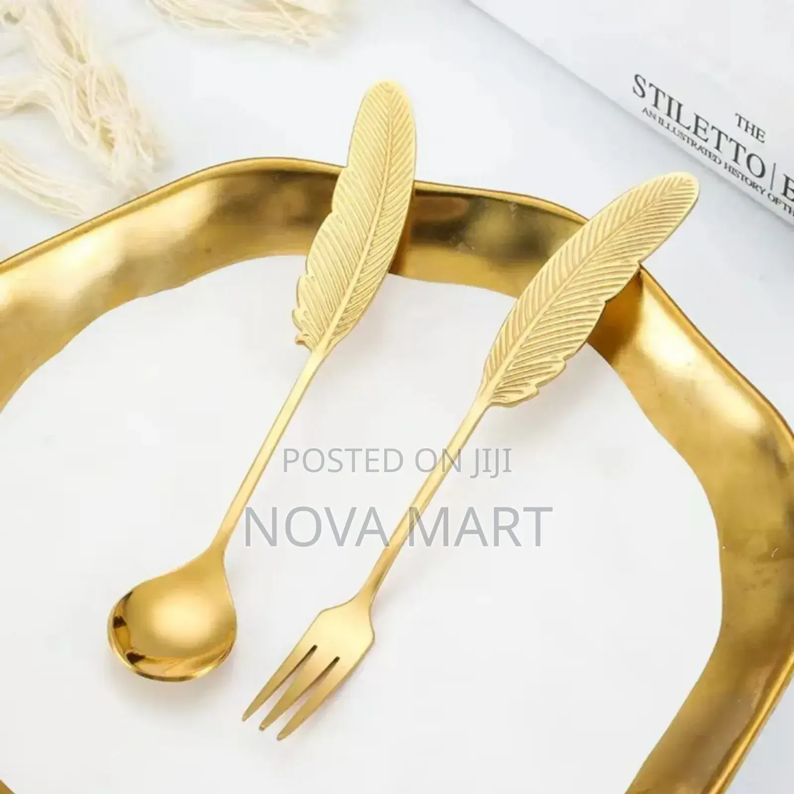 Wing Shape Golden Spoon And Fork Set