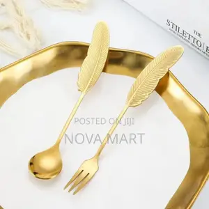 Photo - Wing Shape Golden Spoon And Fork Set