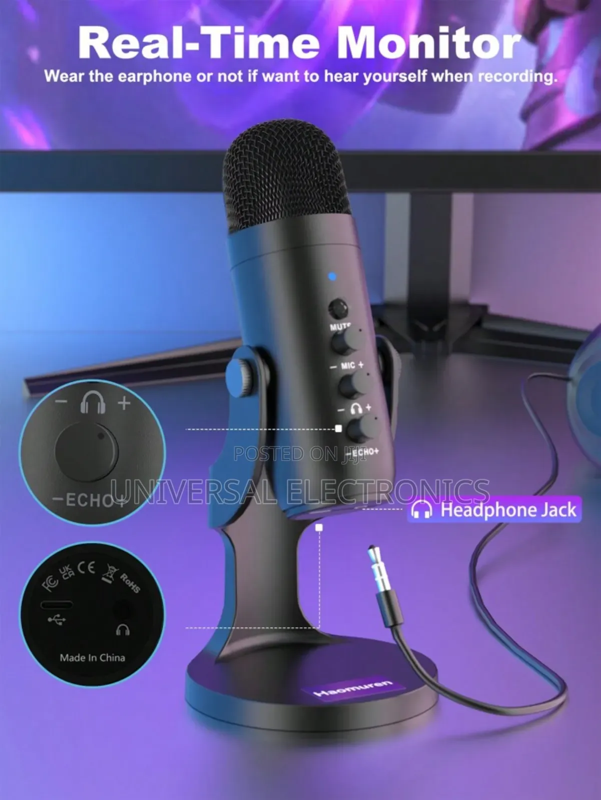 ኦርጂናል Mic for Streaming, Meetings, and Voice Recording