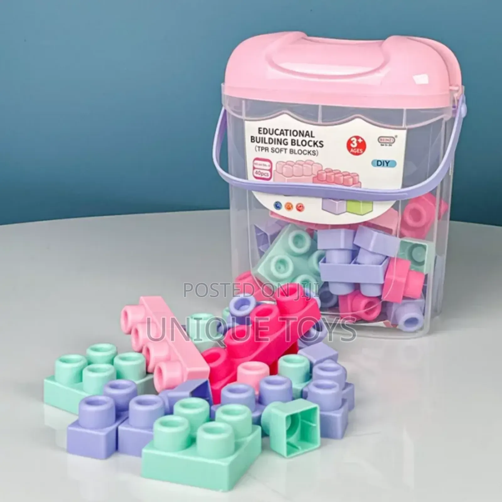 Educational Soft Lego Building Blocks Bucket, 40 PCS